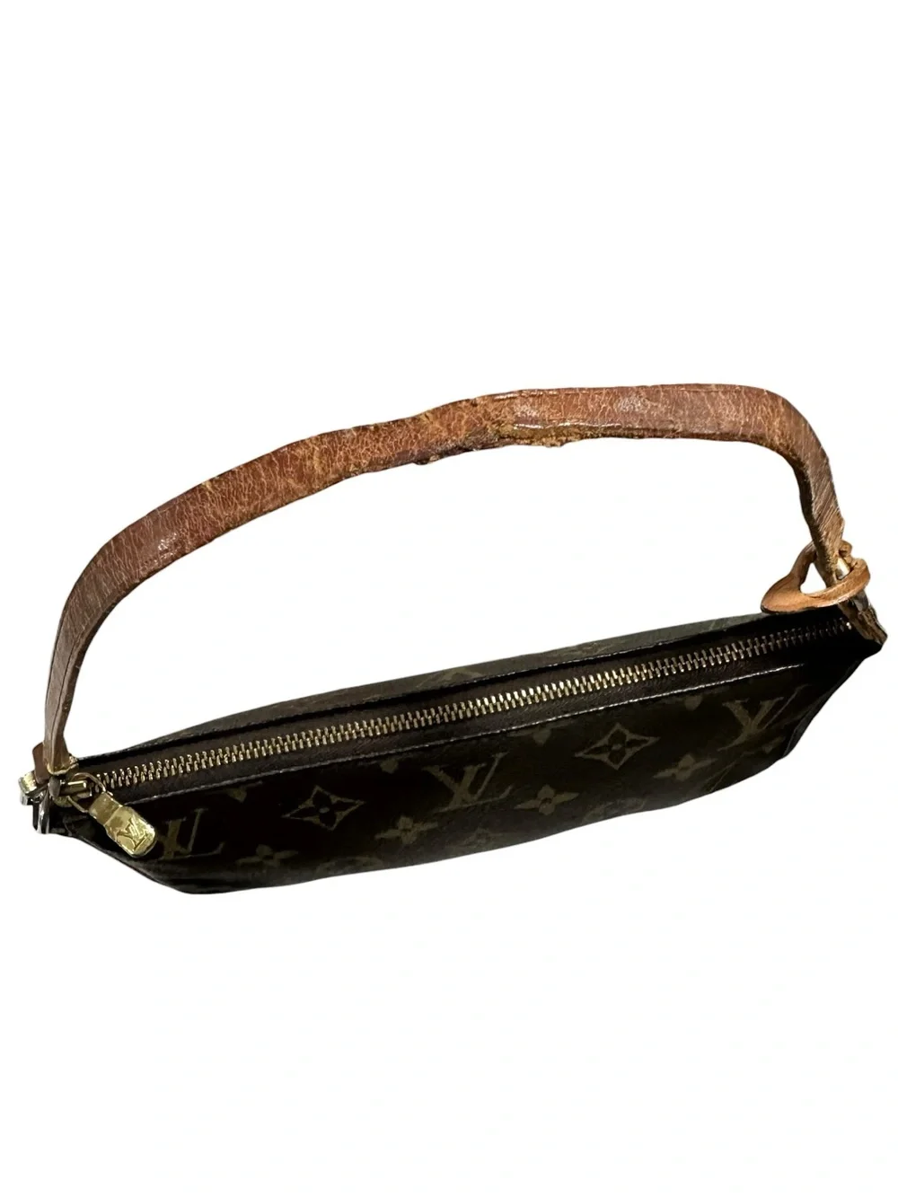 Louis Vuitton Monogram Canvas & Vachetta Leather Pochette Mini Bag with Dust Bag